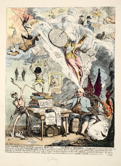 Lieutenant Governor Gall-Stone, Inspired by Alecto, or The Birth of Minerva by James Gillray